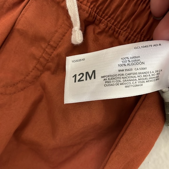 Carters baby outfit set 12 months hoodie top and pants. Green teal rust colored - Picture 7 of 10